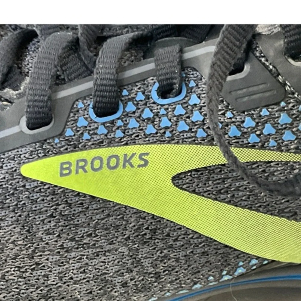 Brooks Ghost 14 Men's Running Shoes Grey Blue Lime‎ 9.5 Sneakers Walking